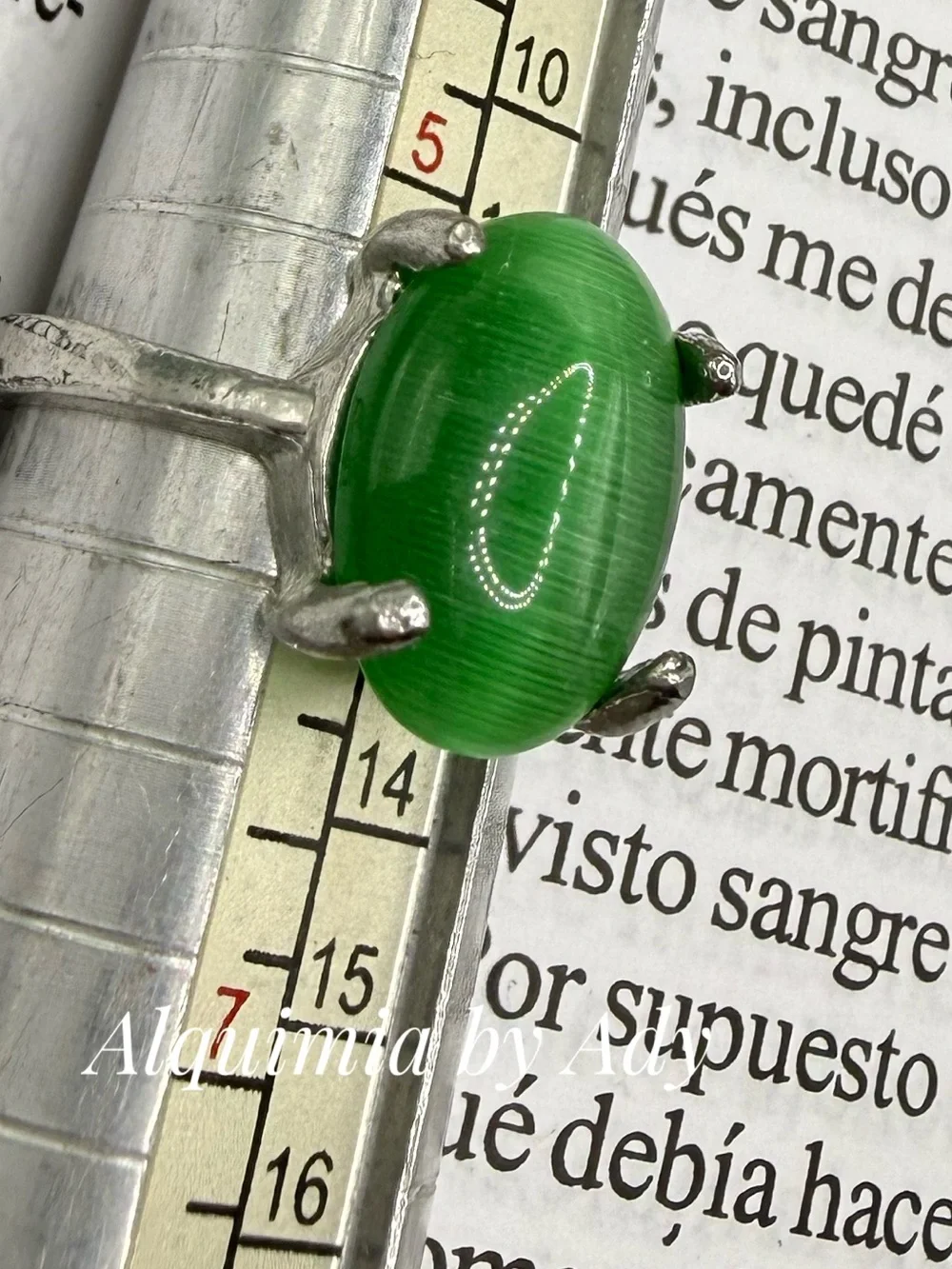 Vibrant Green agate and silver Ring